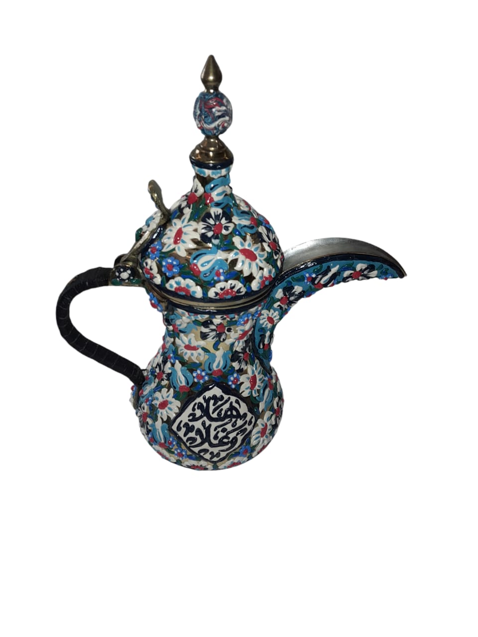 Arabic Coffee Kettle Brass with Handmade Enamels