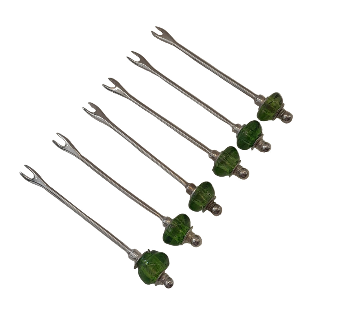 Stick Silver Plated with Hand Blown Glass (6 Pcs)