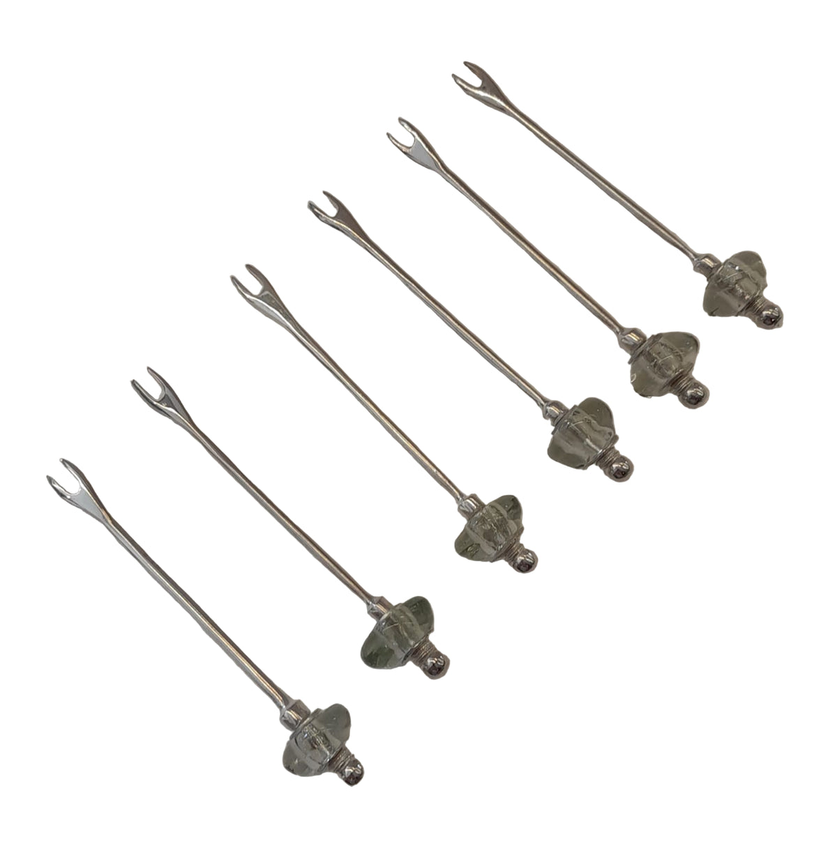 Stick Silver Plated with Hand Blown Glass (6 Pcs)