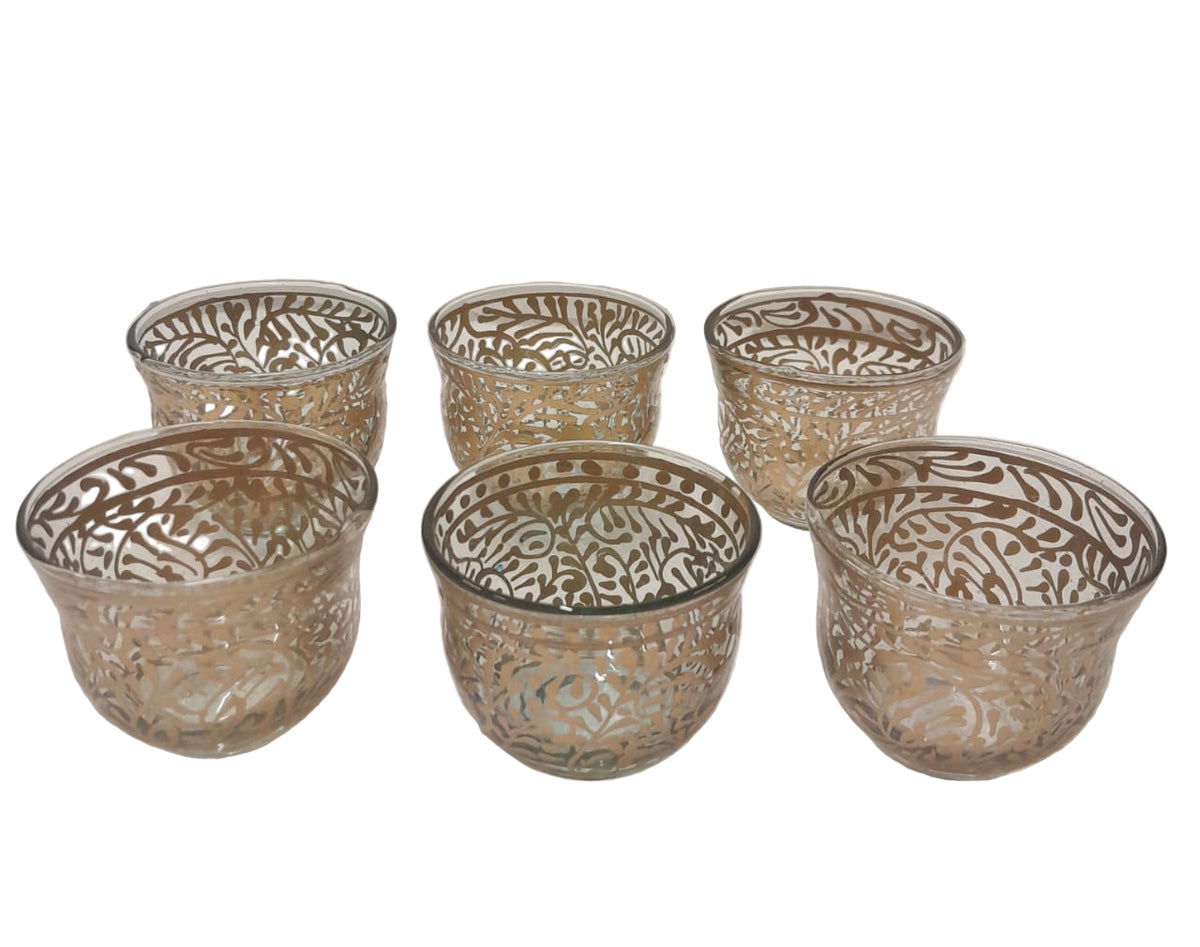 Hand Blown Hand Painted Arabic Coffee Cup (6pcs)-(D6H5cm)