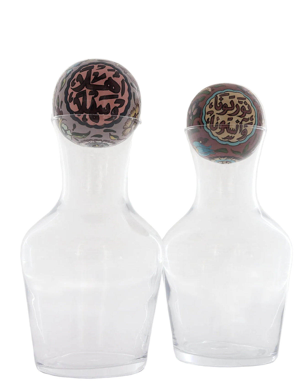 Set 2 Caraffe Glass with Hand Painted Ball (1 Liter)