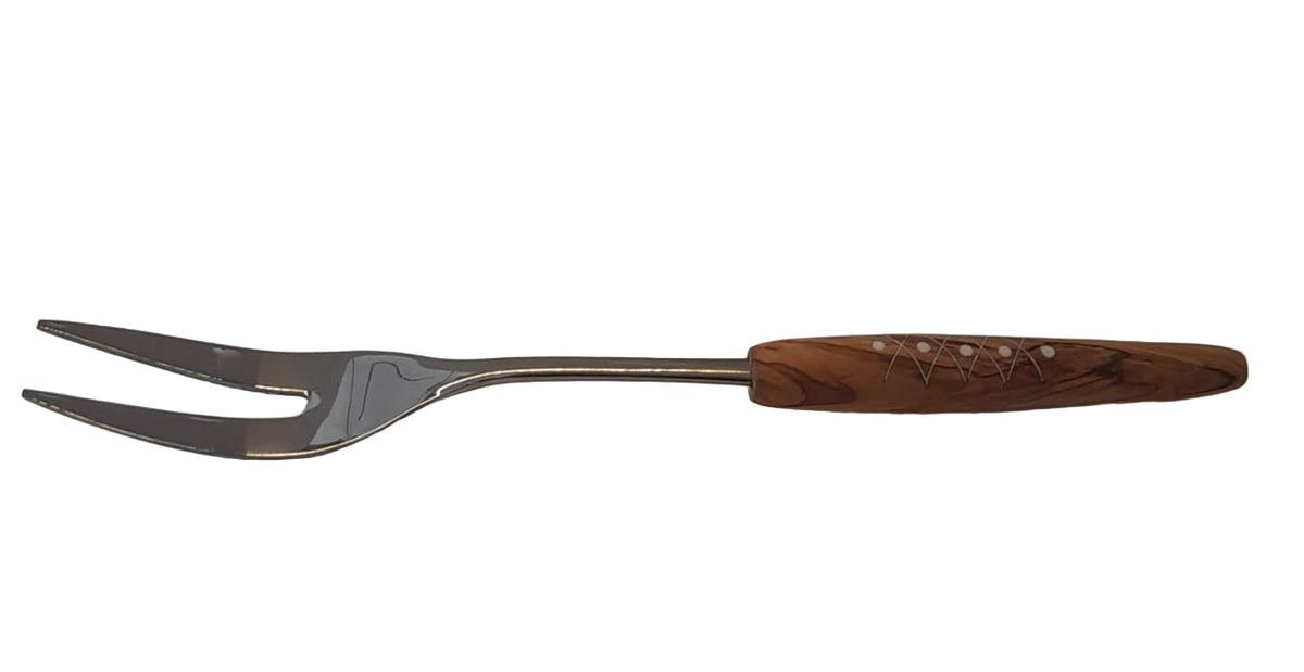 Serving Fork Olive Wood with Bone and Tin