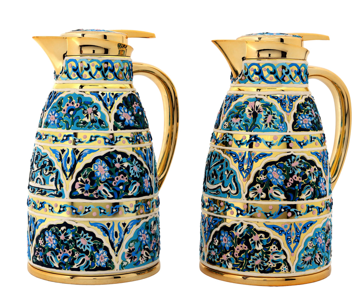 Set 2 Thermos Stainless Steel Gold Handmade Enamel (1 Liter)