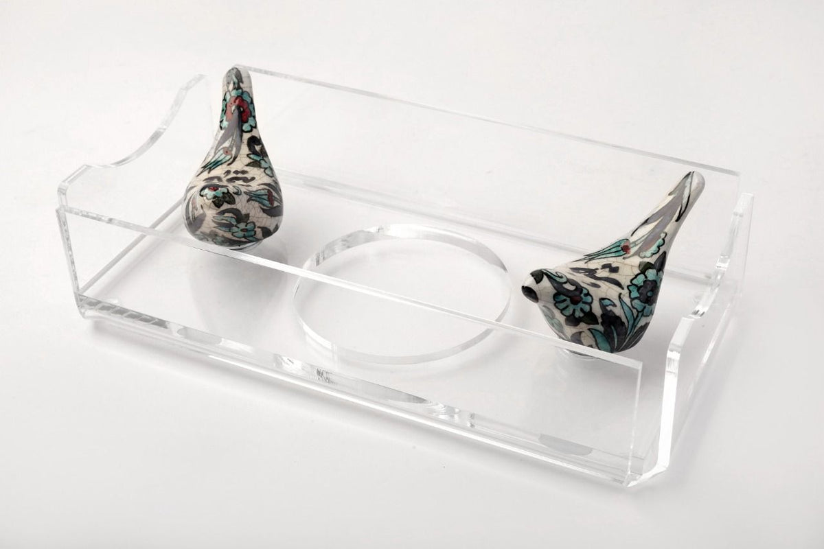 Tissue Box Plexi with 2 Birds Qishani (D24W12H5cm)