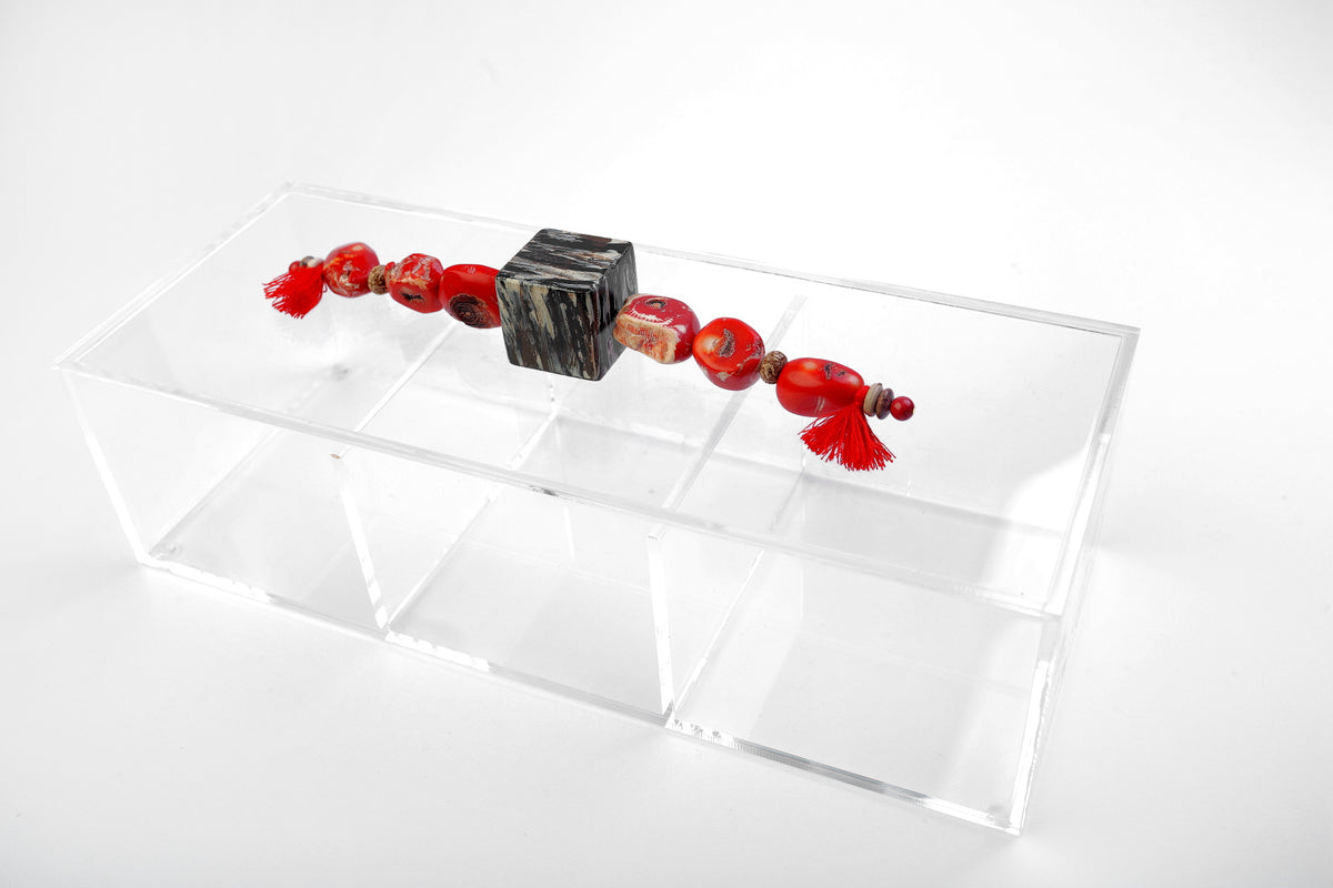 Box Plexi with Semi Precious Stones(D30H12cm)