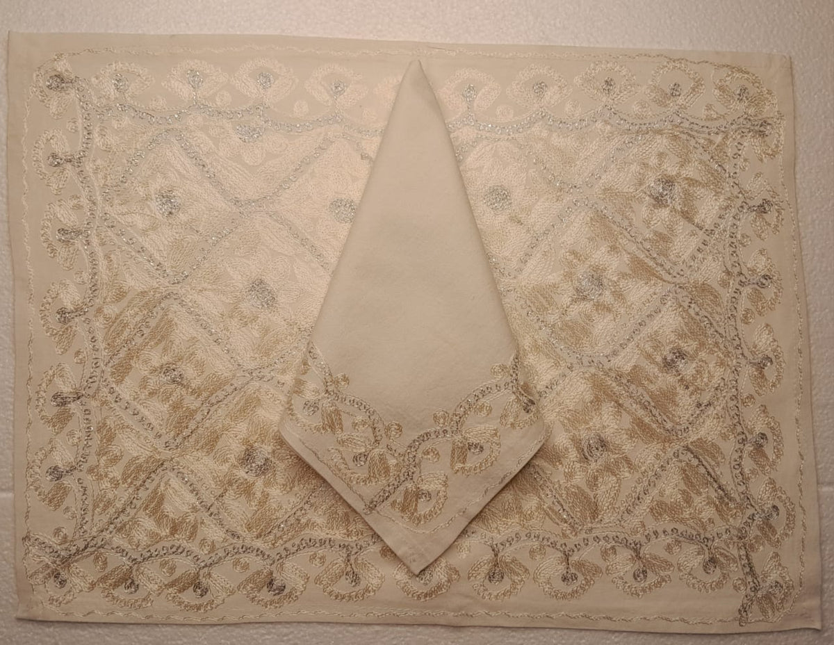 Placemat with Napkins Polycotton Embroidered- Aghabani