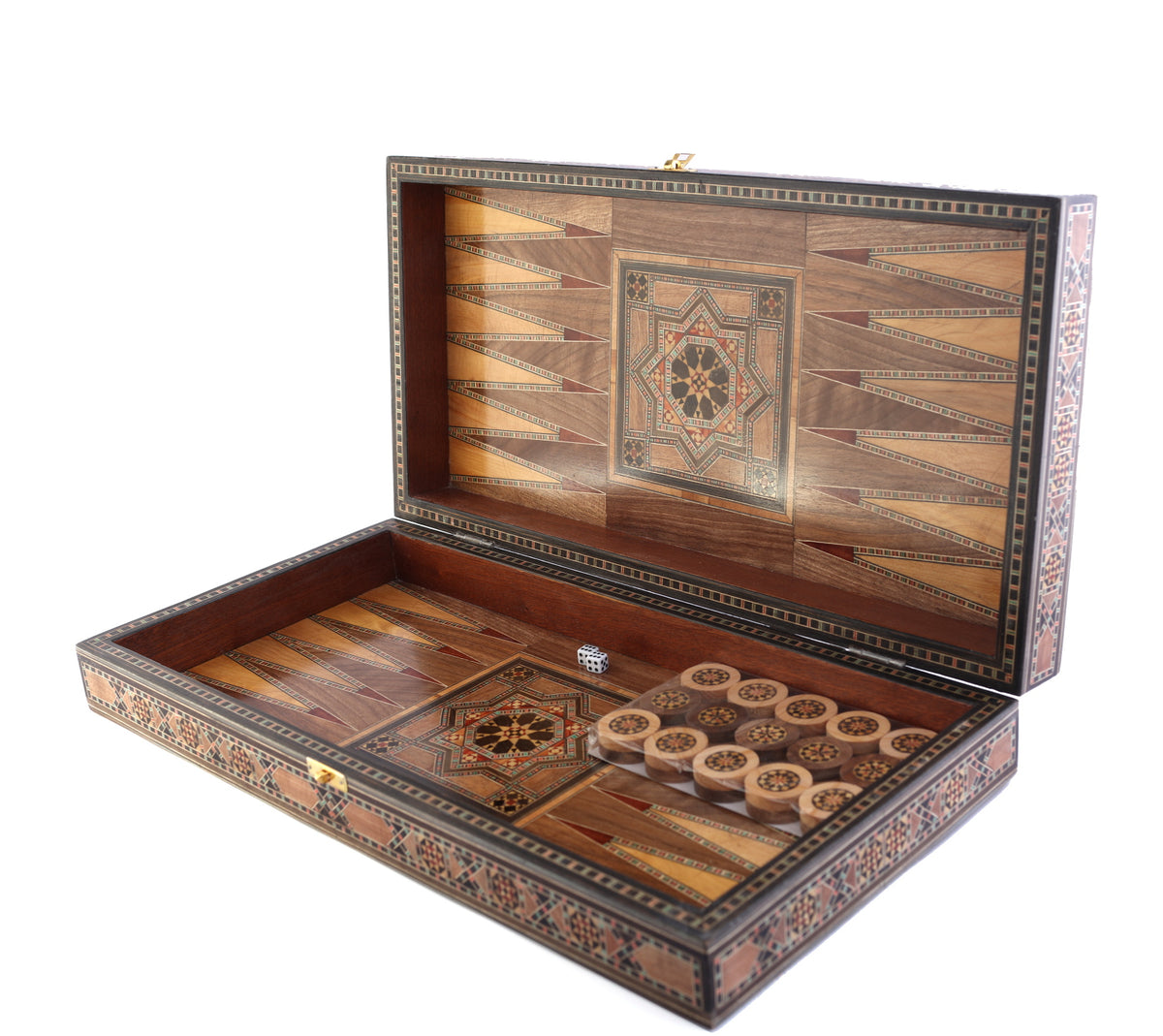 Backgammon and Chess Natural Wood Marquetry
