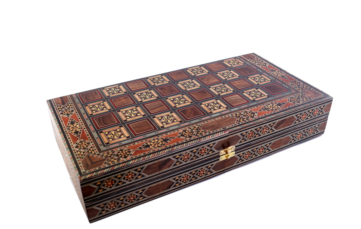 Backgammon and Chess Natural Wood Marquetry