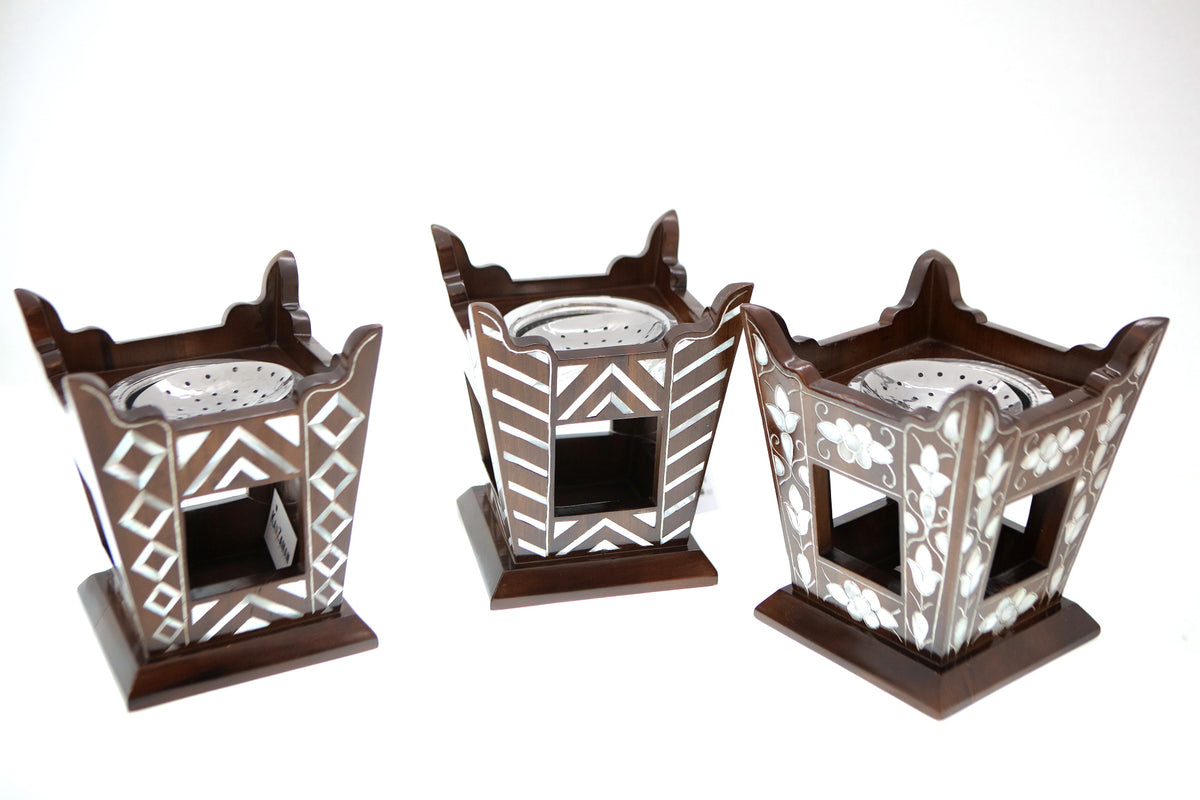 Mabkhara Hand Hammered Aluminum Trophy Wood with Sadaf