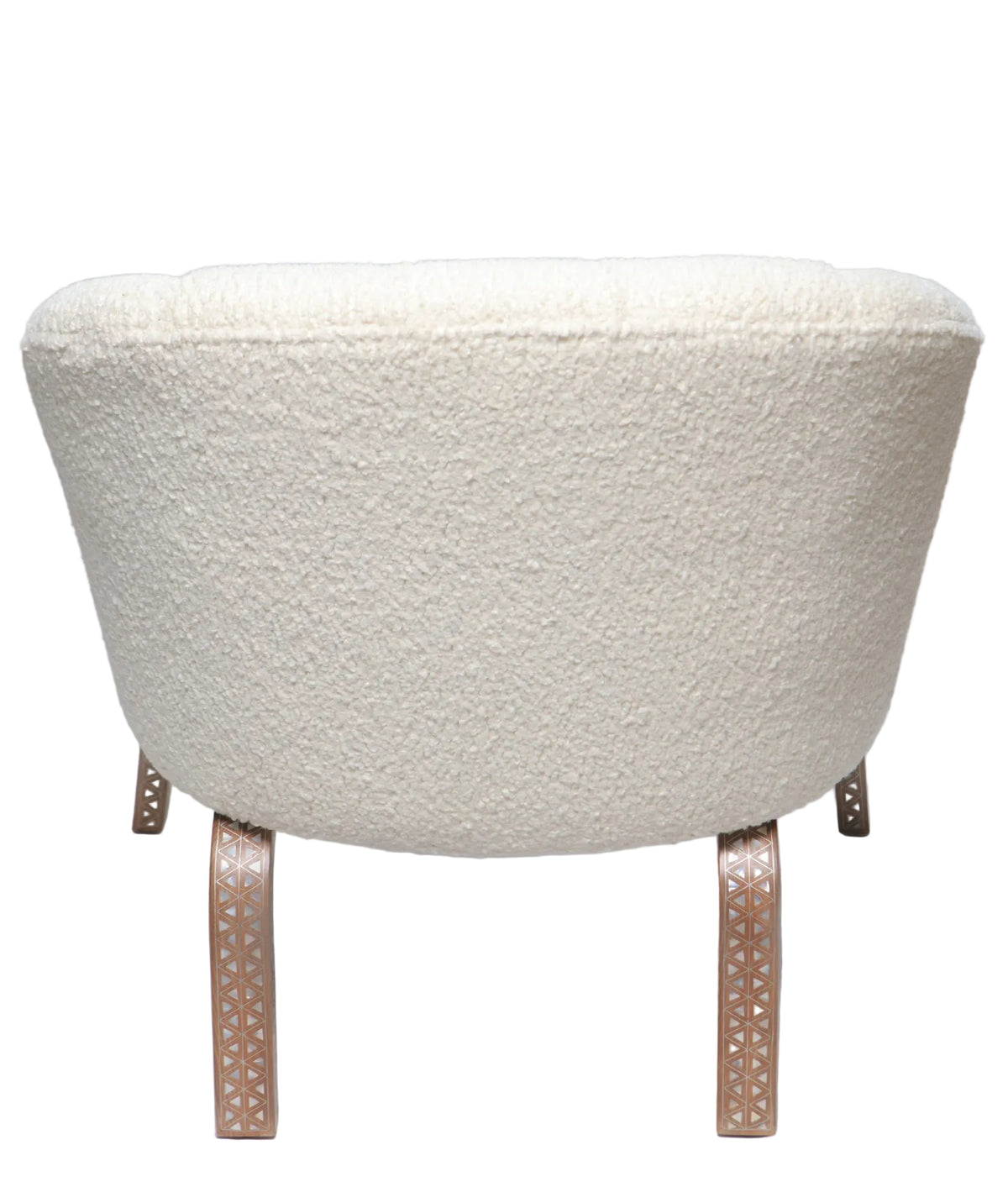 Minotti Arm Chair with 2 Legs Solid Walnut Wood Inlay Seashell Mother Of Pearl With Tin