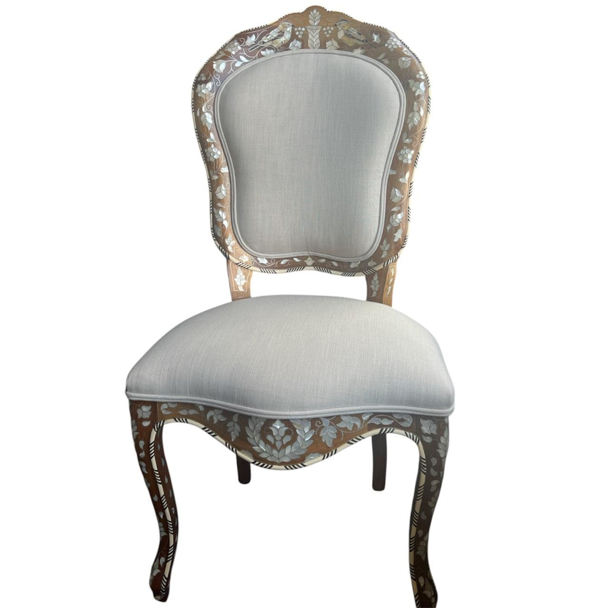 Chair Birds with Solid Walnut Wood Inlay Seashell Mother Of Pearl With Tin