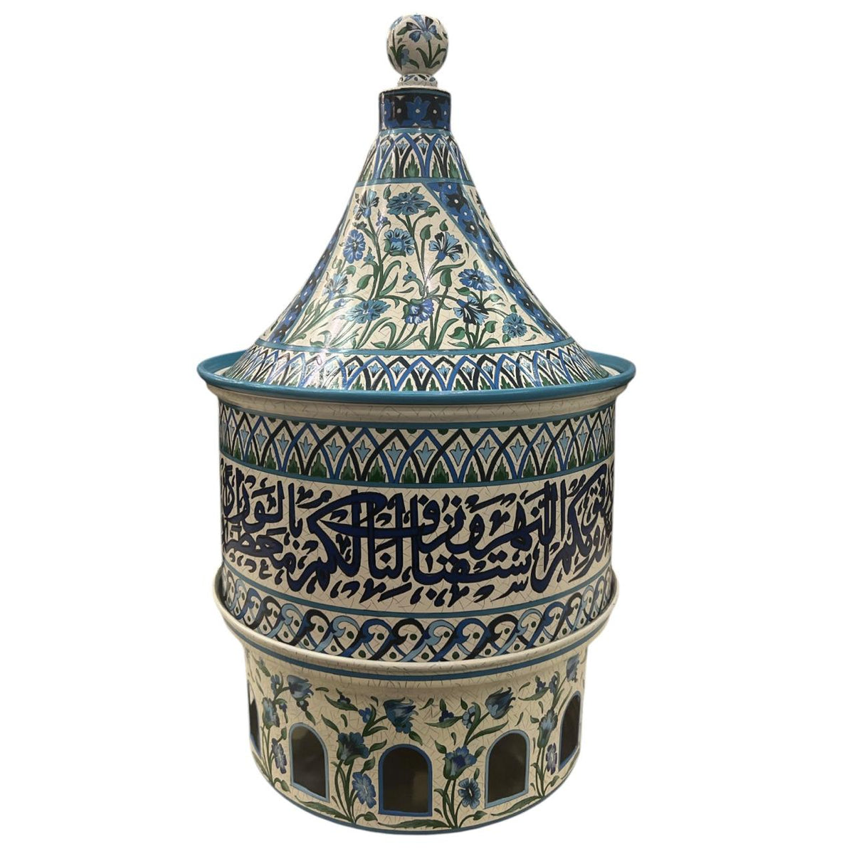 Casserole Round Aluminum Hand Painted with Stainless Steel Insert + Candle Base