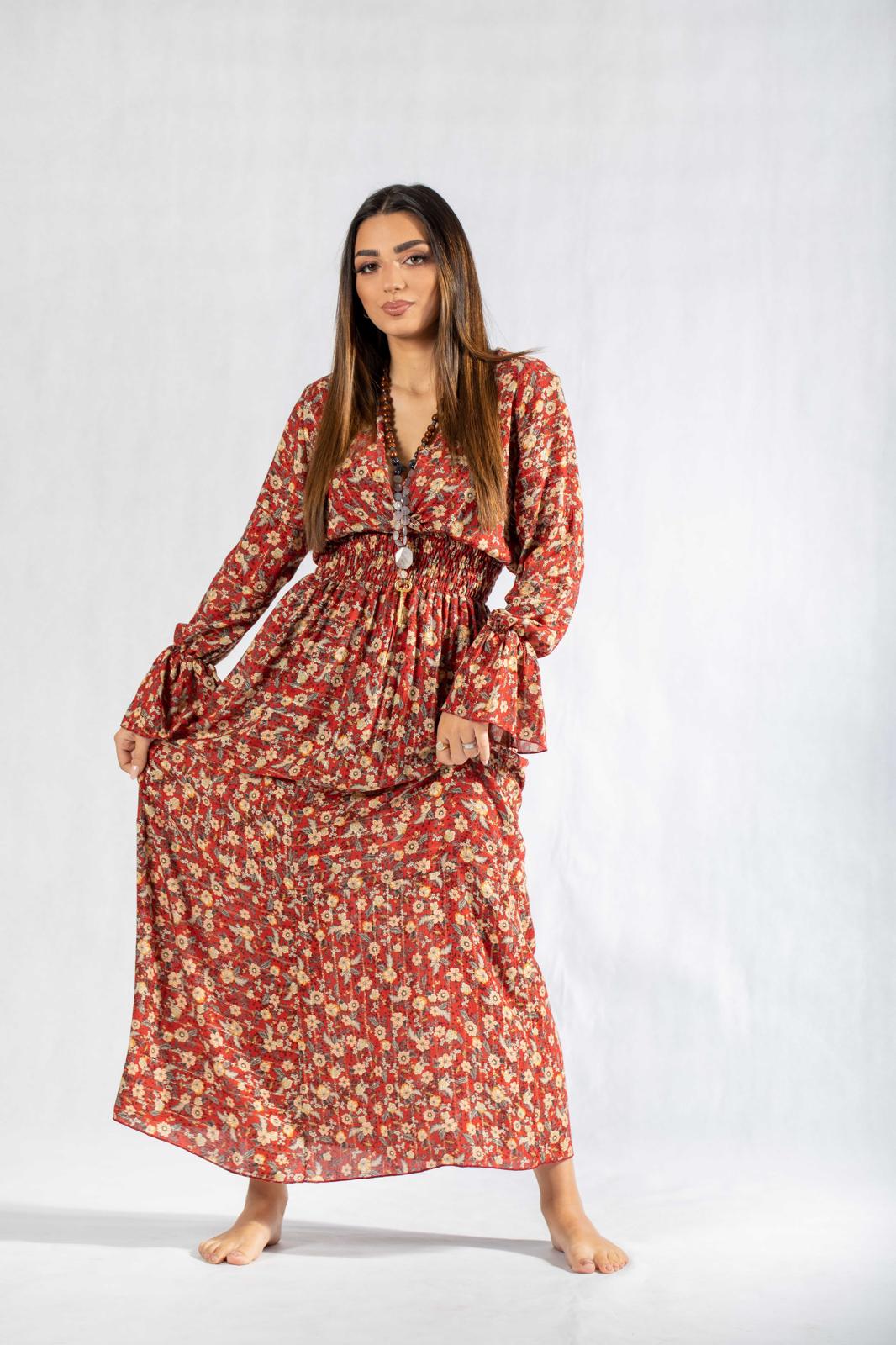 Dress V Neck Elastic Waist