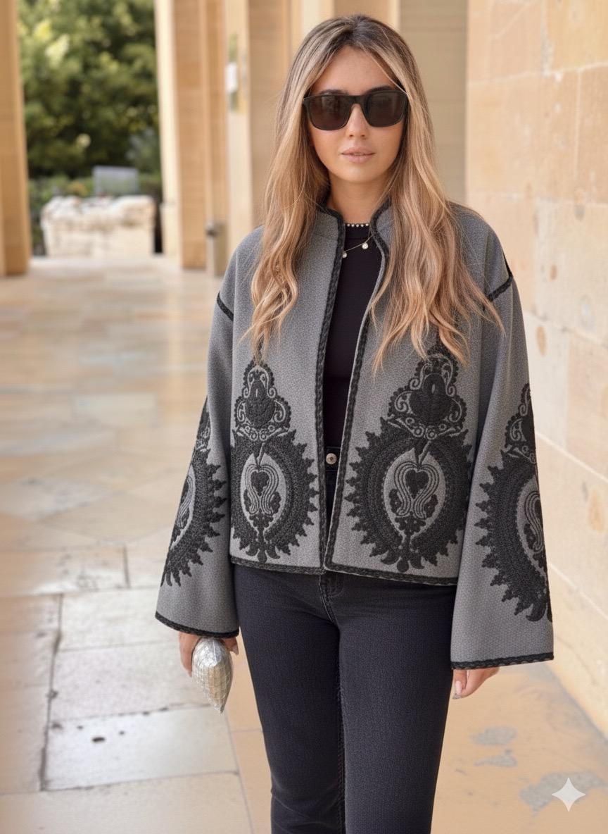 Arabic Cut Embroided Croped Jacket