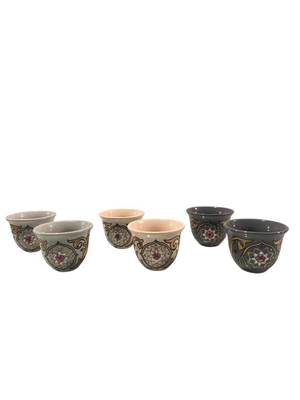 Arabic Coffee Cup Hand Painted Arabesque (6pcs)