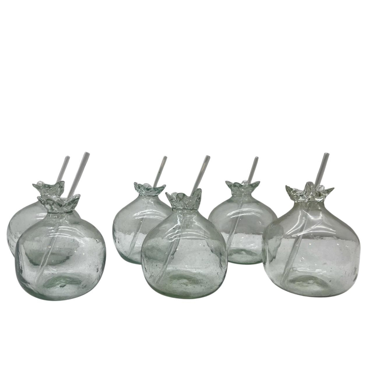 Hand Blown Hammered Pomegrenade Glass + Straw(6pcs)-(D10H11cm)