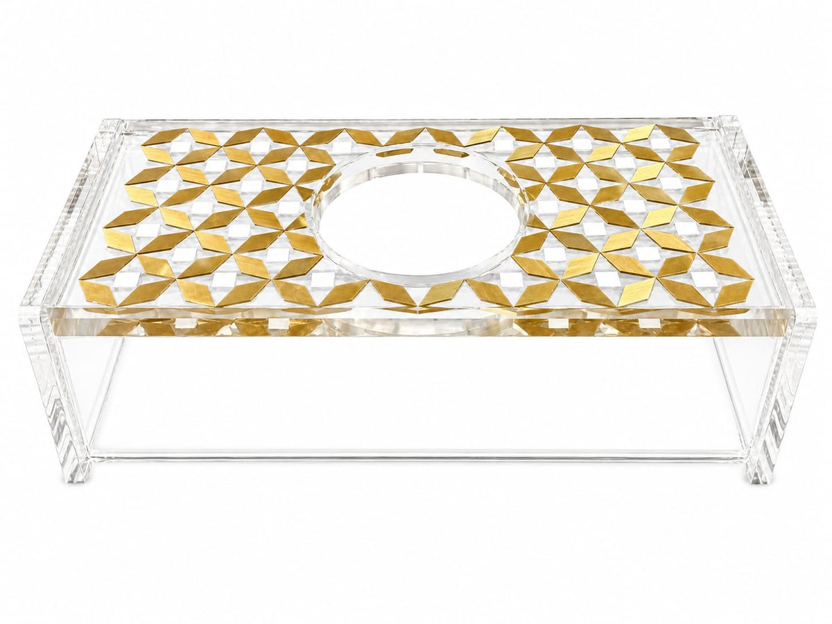 Tissue Box Plexi with Resine and Seashell Mother of Pearl(D25W13H5cm)