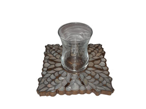 Coaster Perforated Solid Walnut Wood with Inlay Seashell Mother of Pearl