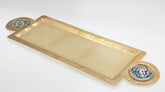 Tray Rectangle Hand Hammered Metal with Circle Qishani