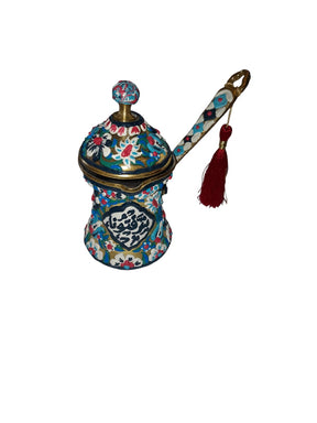 Coffee Kettle Brass with Handmade Enamels