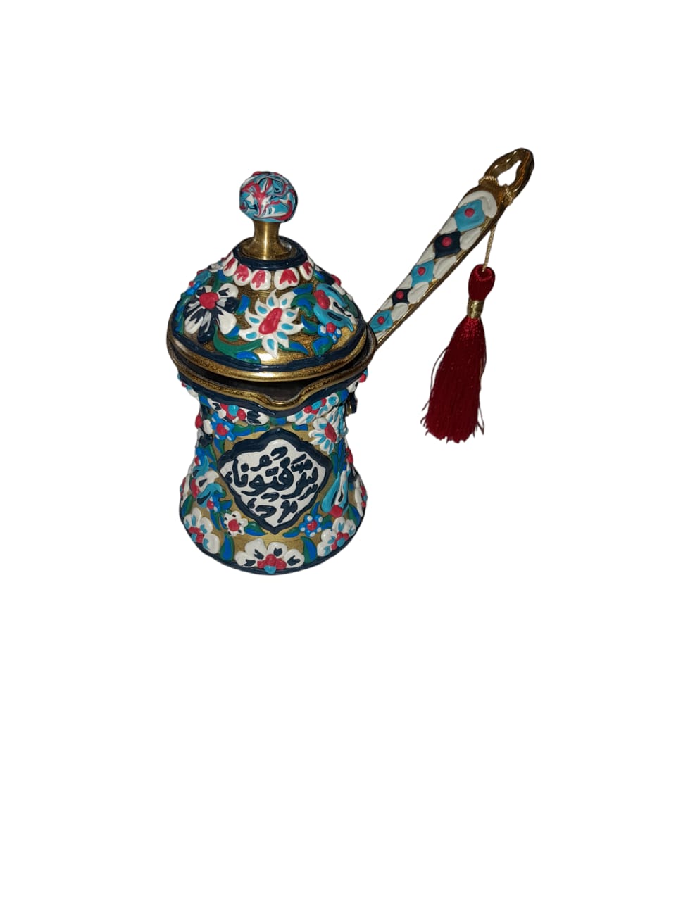 Coffee Kettle Brass with Handmade Enamels