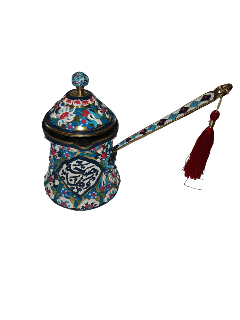 Coffee Kettle Brass with Handmade Enamels