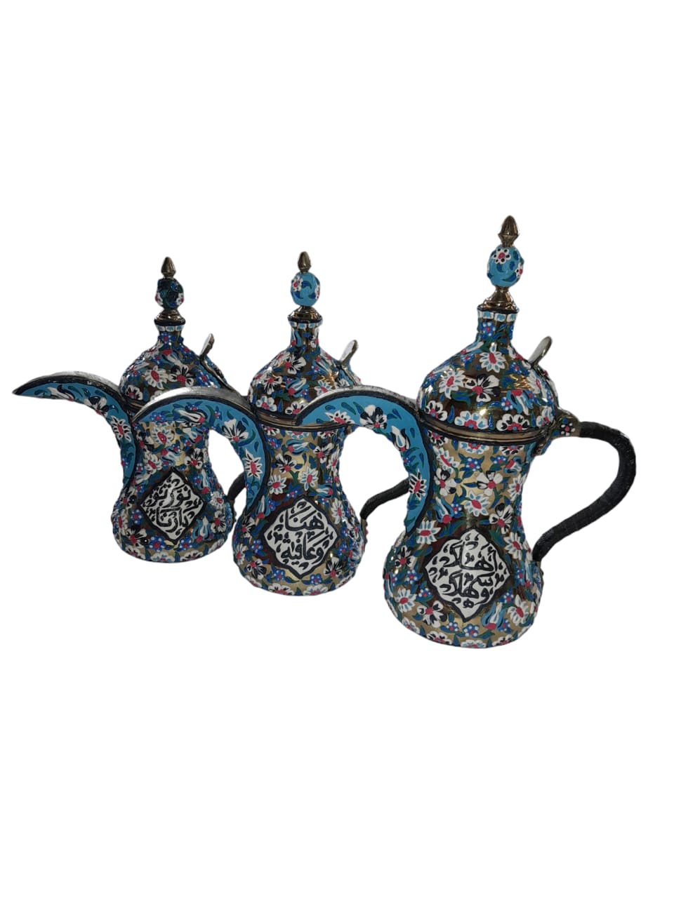 Arabic Coffee Kettle Brass with Handmade Enamels