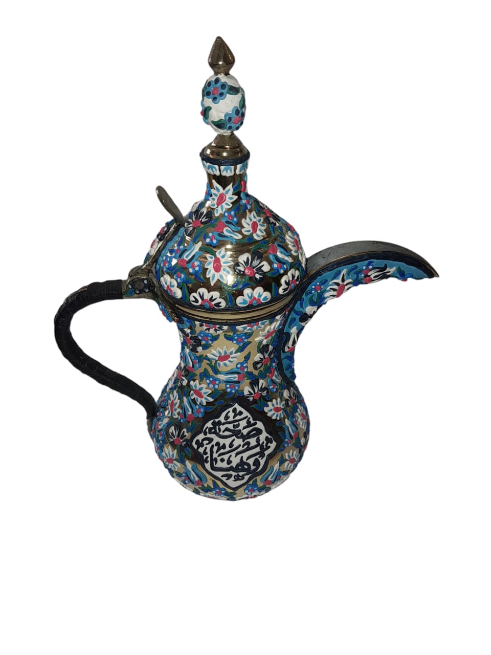Arabic Coffee Kettle Brass with Handmade Enamels