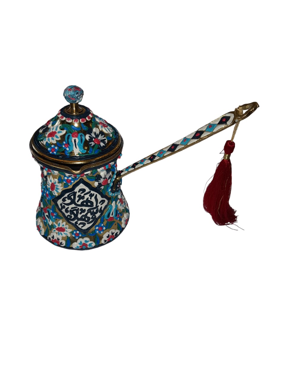 Coffee Kettle Brass with Handmade Enamels