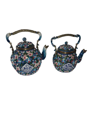 Tea Pot Brass with Handmade Enamels