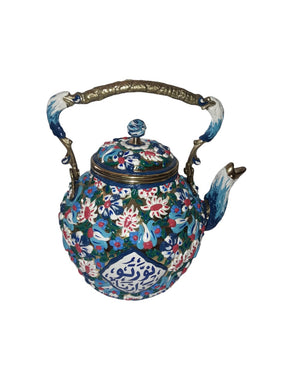 Tea Pot Brass with Handmade Enamels