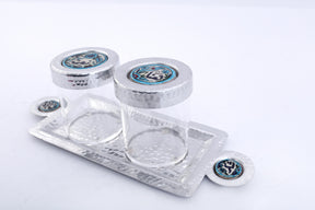 Tray Hand Hammered Aluminum with Plexi Boxes and Qishani