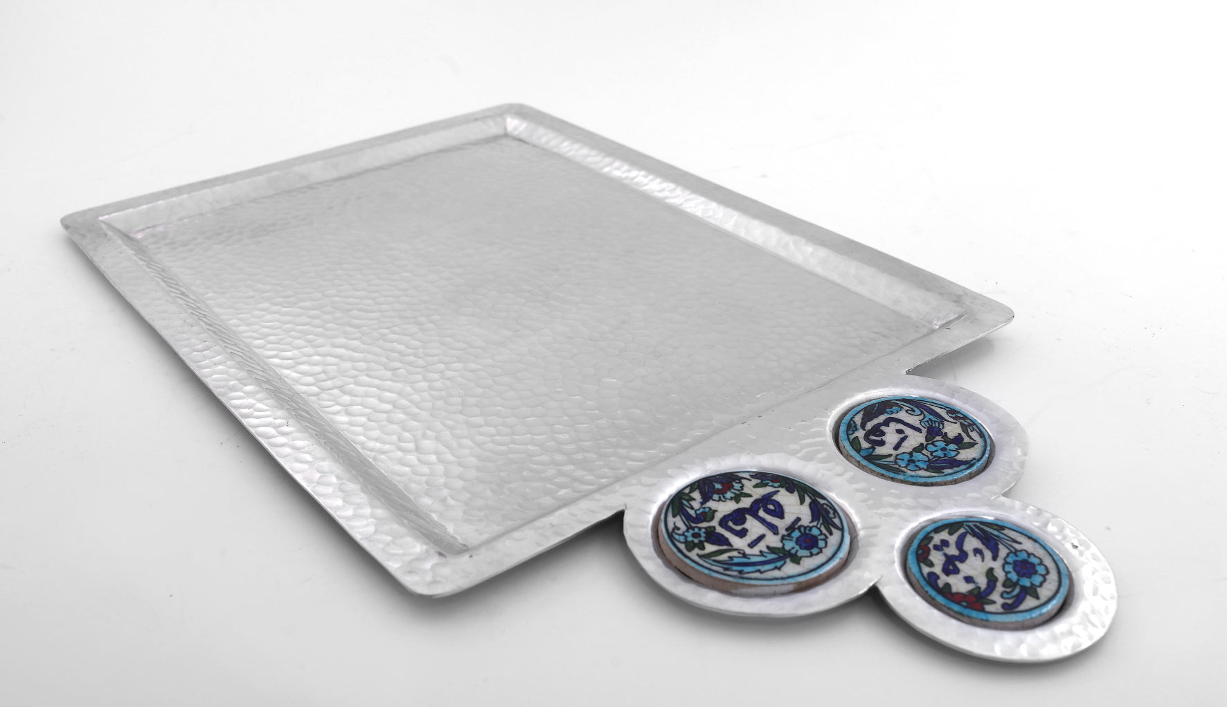 Tray Hand Hammered Aluminum with Qishani