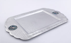 Tray Rectangle Crown Hand Hammered Aluminum with Qishani