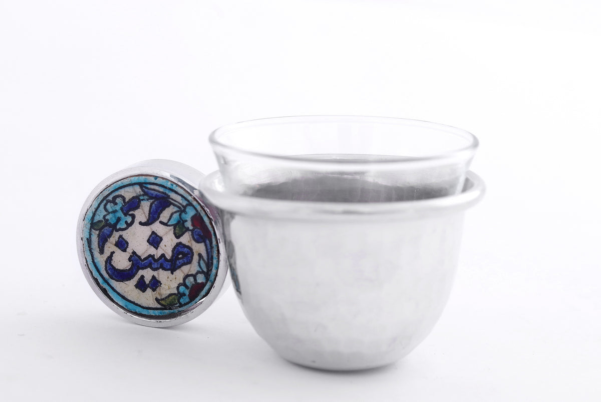 Arabic Coffee Cup with Handmade Handle Qishani (6pcs)