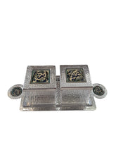 Tray Hand Hammered Aluminum with Plexi Boxes and Qishani