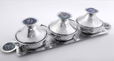Tray with 3 Tagines 14cm Hand Hammered Aluminum + Qishani