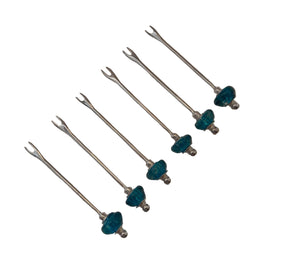 Stick Silver Plated with Hand Blown Glass (6 Pcs)