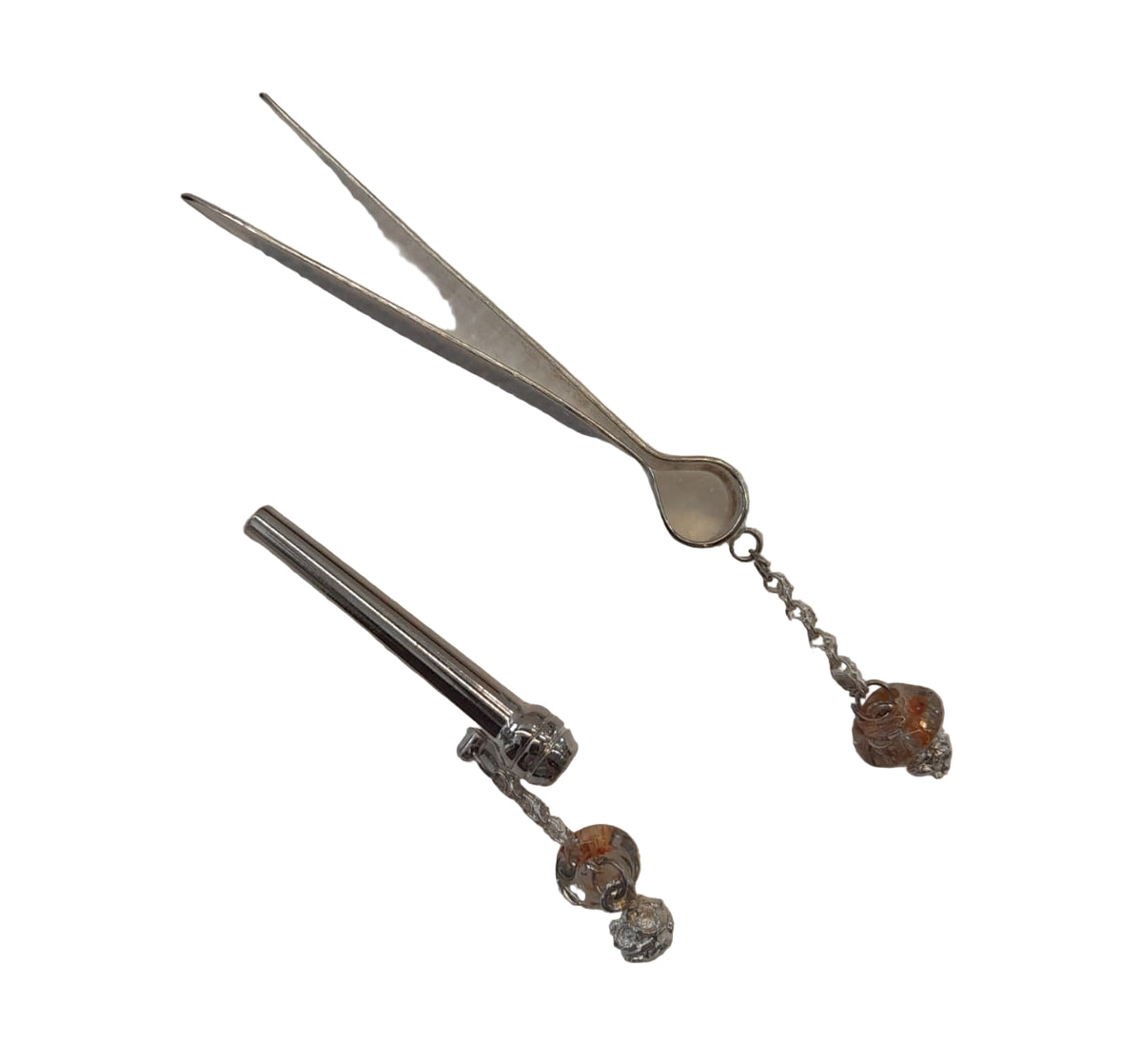 Set Tongue + Filter Silver Plated Inlay Hand Blown Glass