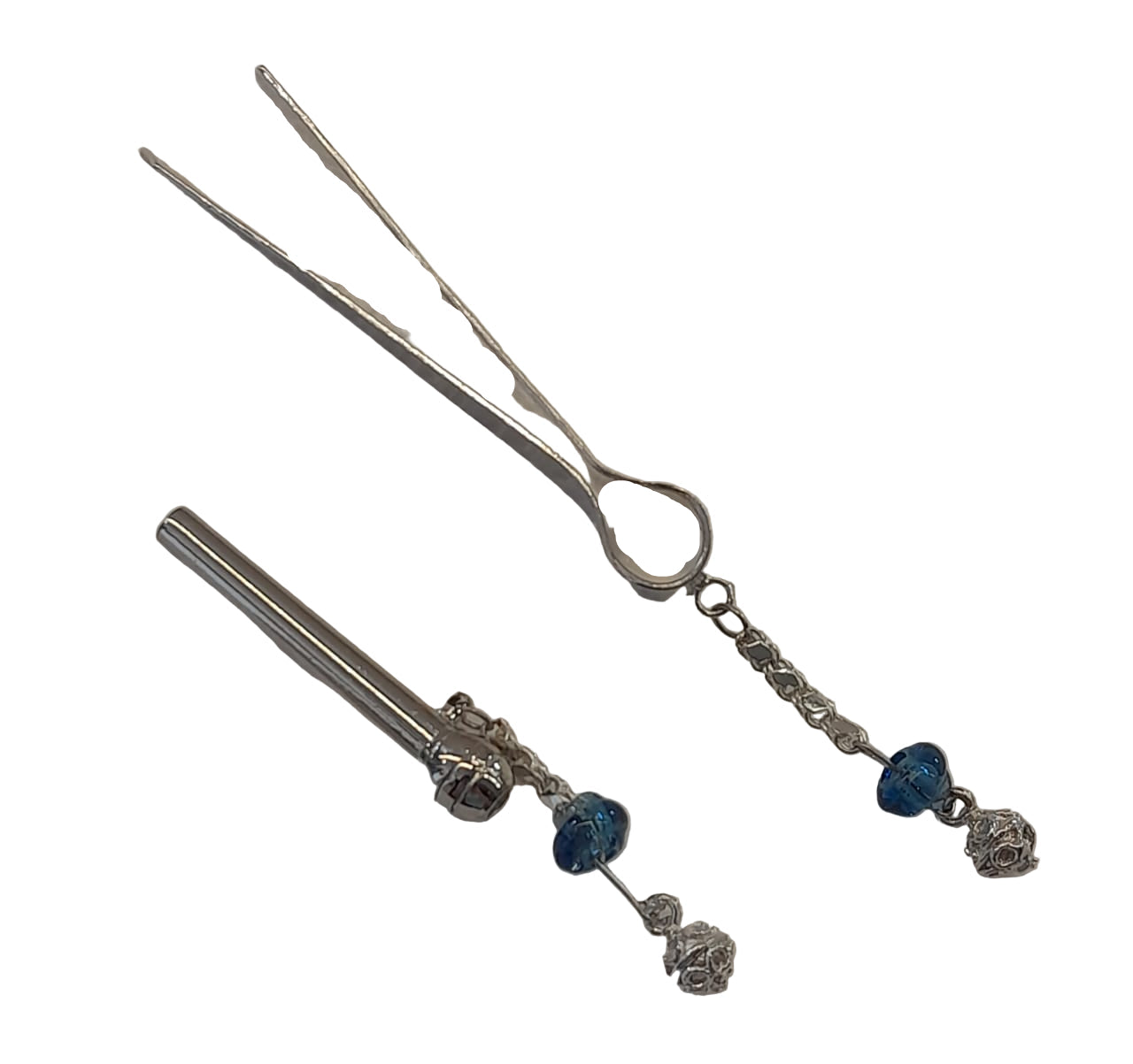 Set Tongue + Filter Silver Plated Inlay Hand Blown Glass