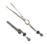 Set Tongue + Filter Silver Plated Inlay Hand Blown Glass