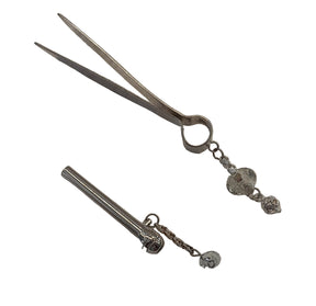 Set Tongue + Filter Silver Plated Inlay Hand Blown Glass