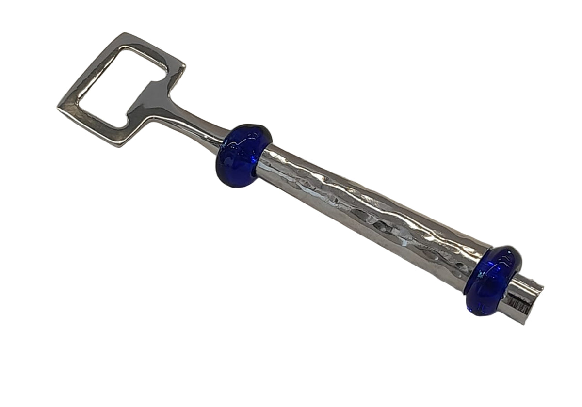 Bottle Opener Silver Plated Inlay Hand Blown Glass