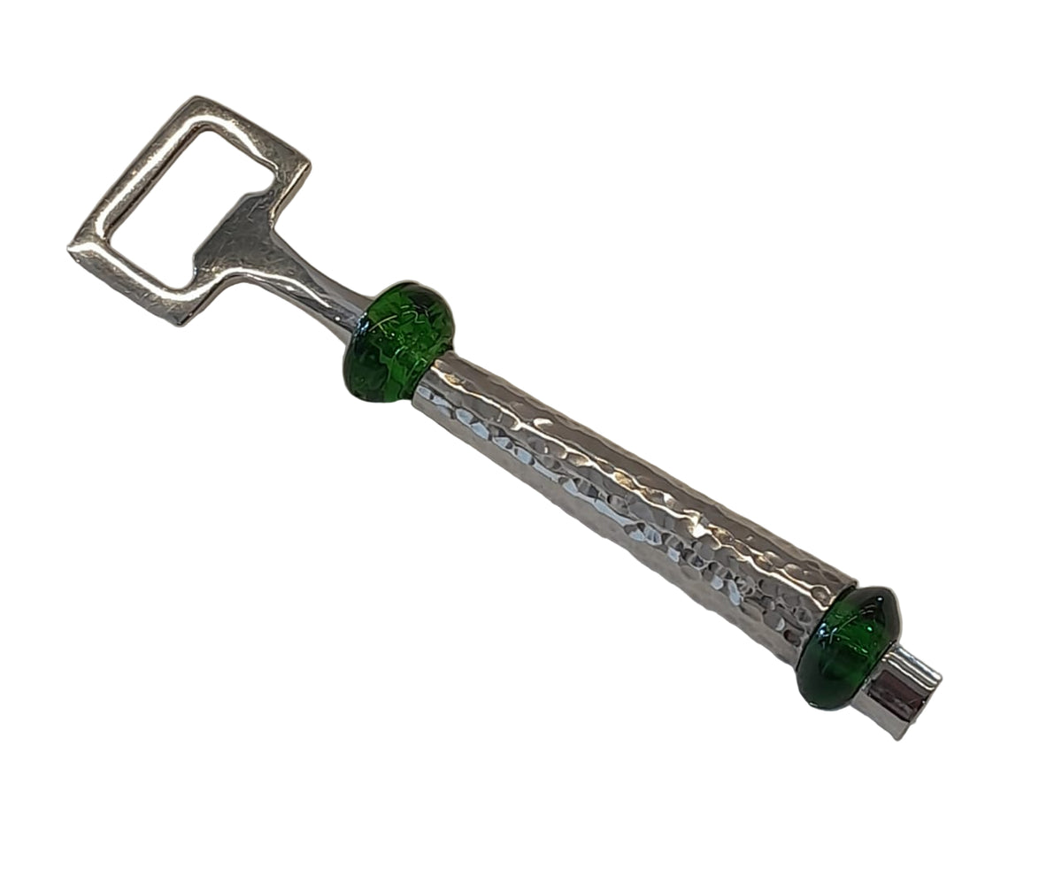 Bottle Opener Silver Plated Inlay Hand Blown Glass