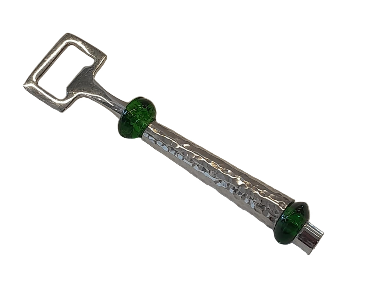 Bottle Opener Silver Plated Inlay Hand Blown Glass