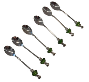 Dessert Spoon Silver Plated Inlay Hand Blown Glass (6pcs)