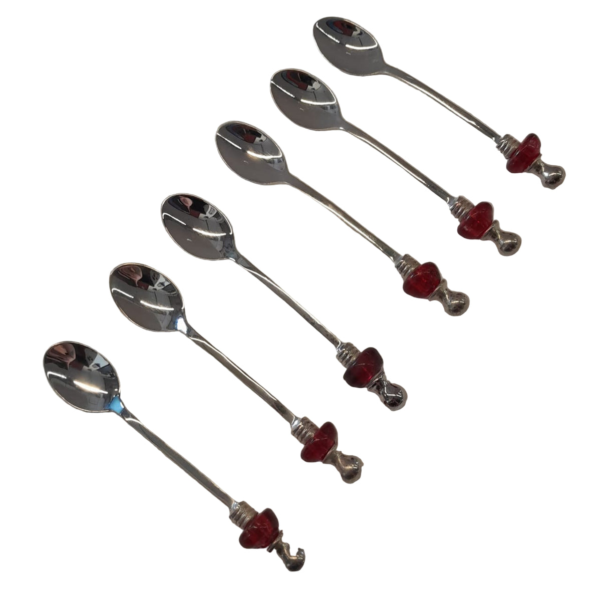 Dessert Spoon Silver Plated Inlay Hand Blown Glass (6pcs)