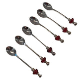 Dessert Spoon Silver Plated Inlay Hand Blown Glass (6pcs)