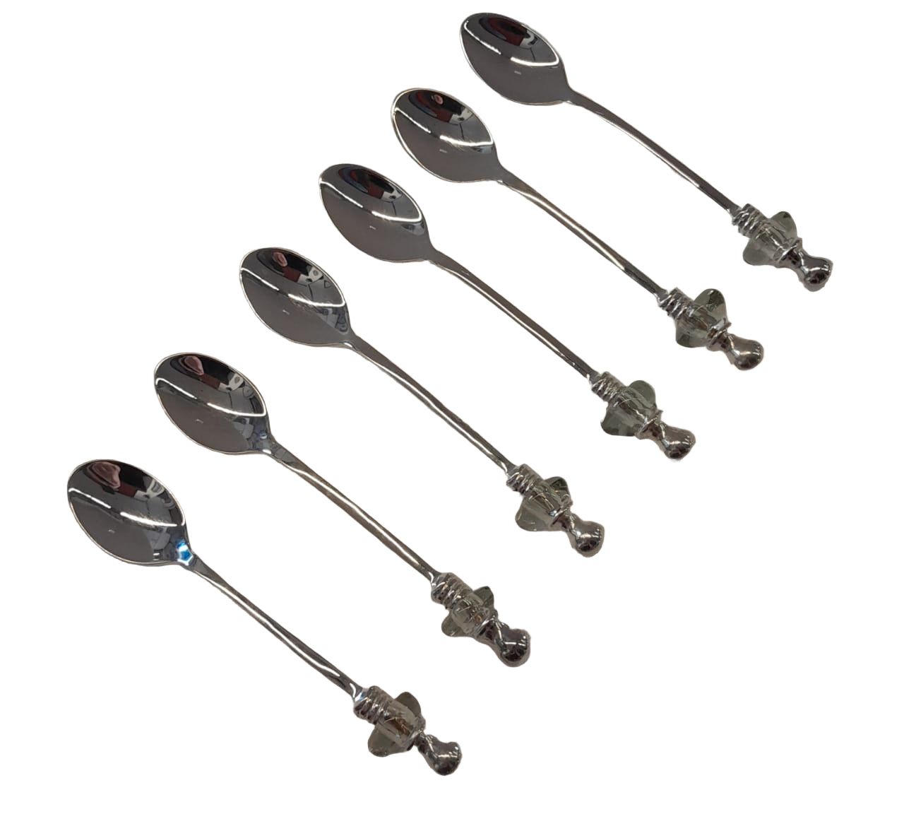Dessert Spoon Silver Plated Inlay Hand Blown Glass (6pcs)