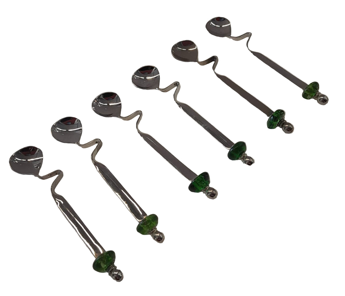 Spoon Curved Silver Plated Inlay Hand Blown Glass (6pcs)